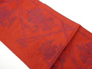 格子に花唐草模様織出し名古屋帯